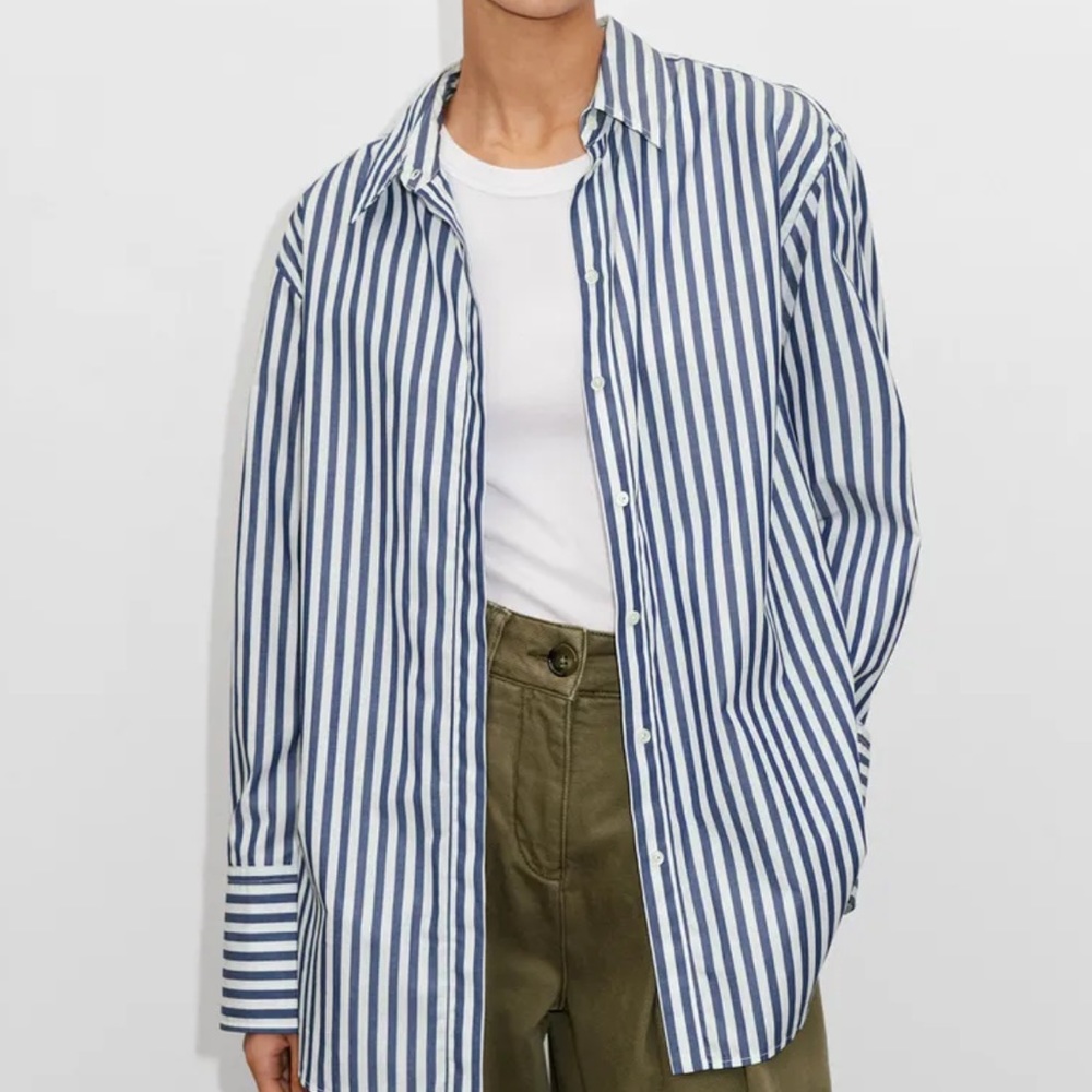 Me + Em Bold Stripe Relaxed Boyfriend Shirt